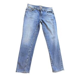 Eileen Fisher Skinny Jeans Size 2 Blue Denim Stretch Ankle Distressed Organic